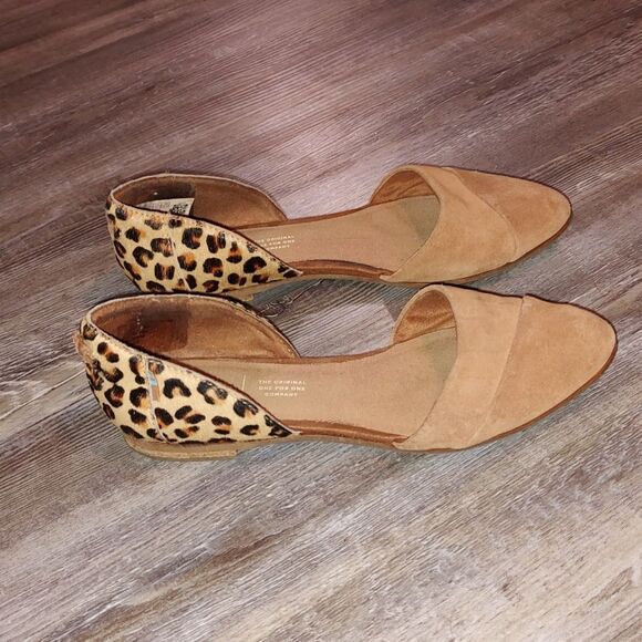 Toms Womens Brown suede and calf hair Leapord Print flats  Sz 6.5 Rare Find - Picture 5 of 7